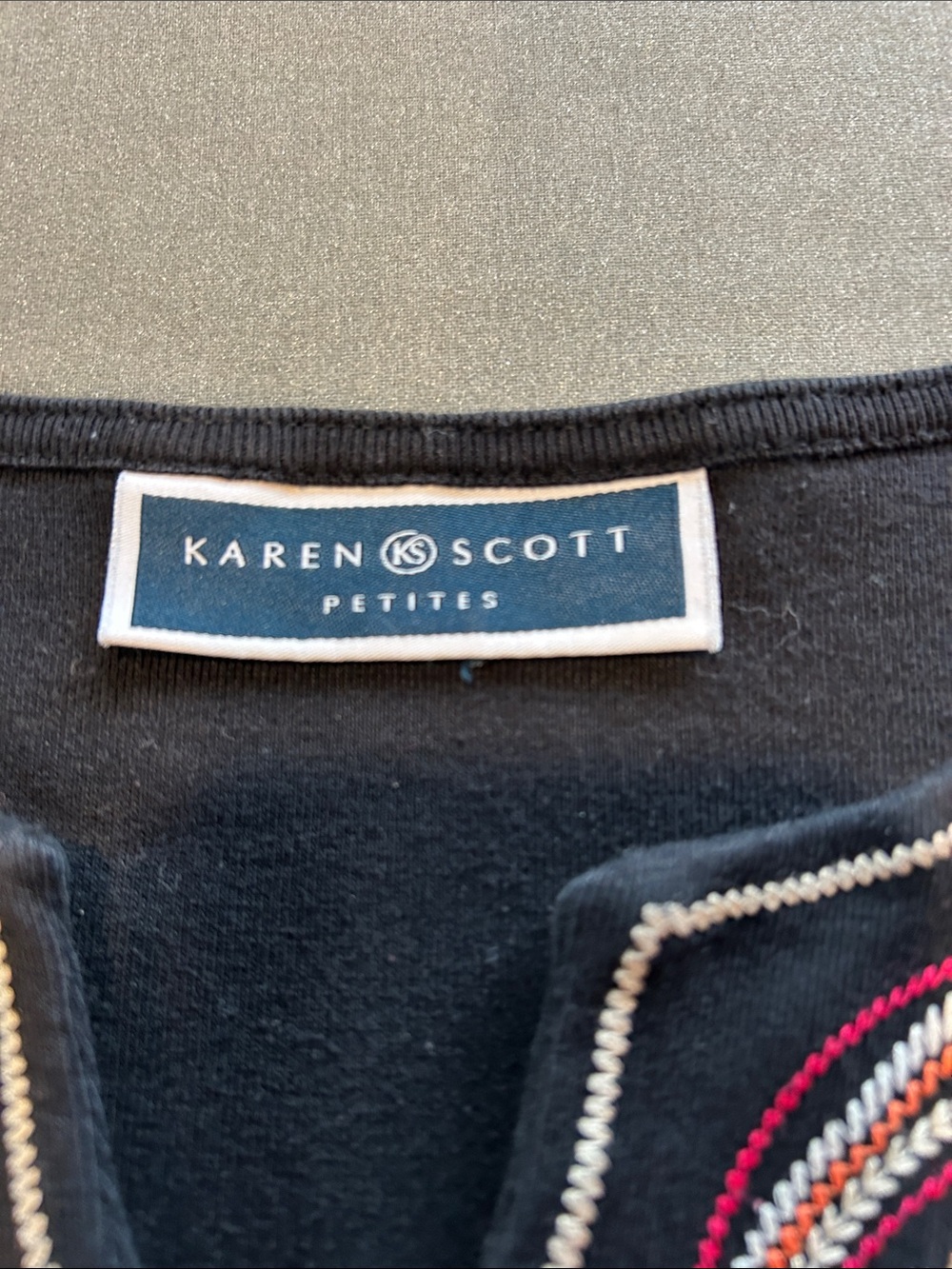 Karen Scott Black Tunic with Red & Gold Paisley Embroidery - Picture 5 of 5